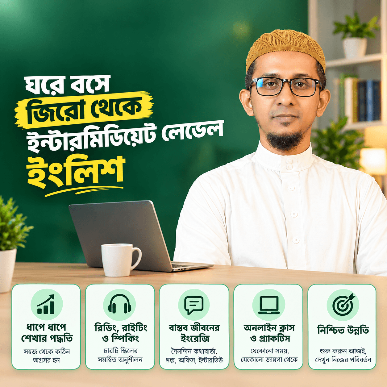বিগিনার্স; ঘরে বসে জিরো টু ইন্টারমিডিয়েট লেভেল ইংলিশ